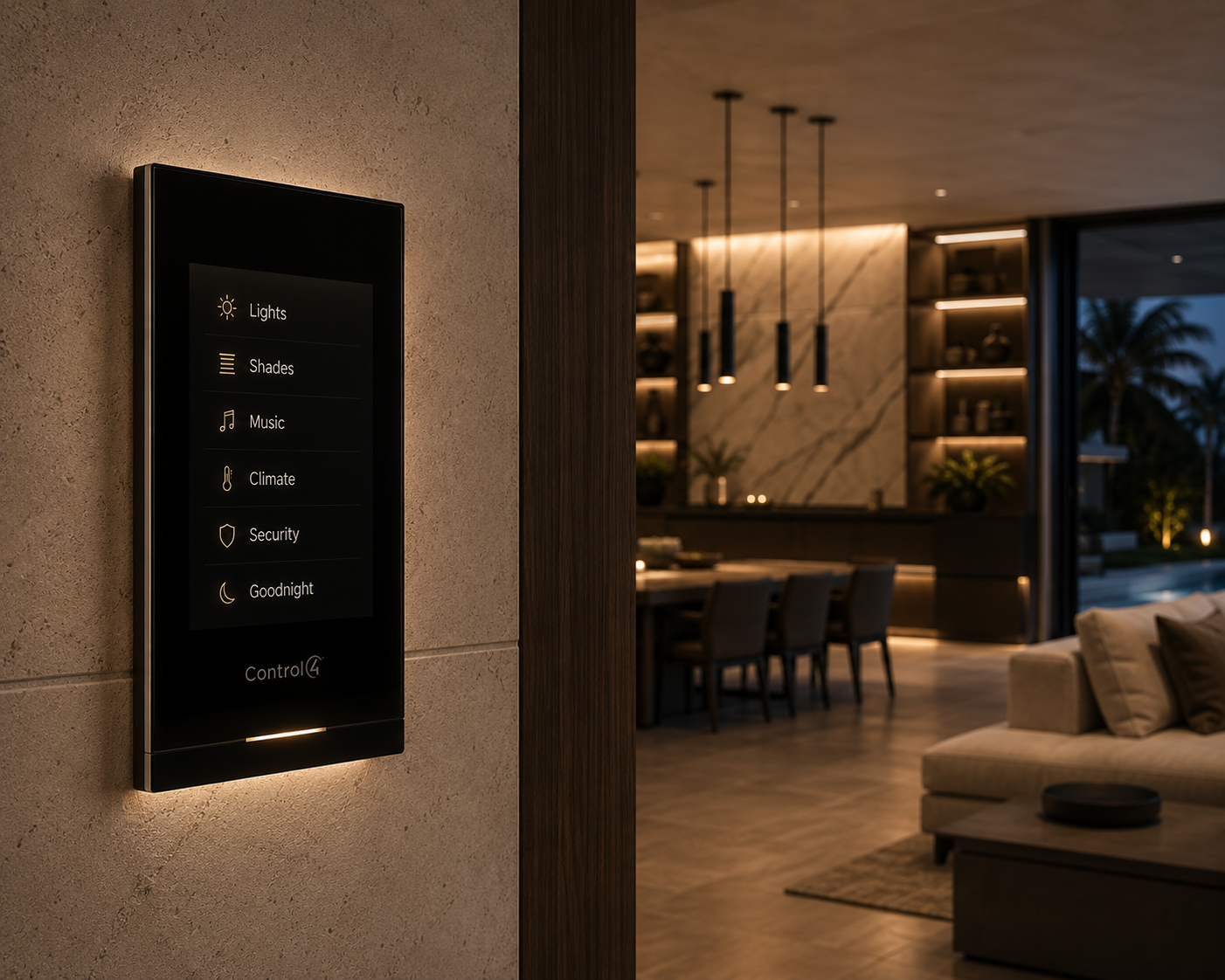 Luxury home technology detail — integrated architectural system